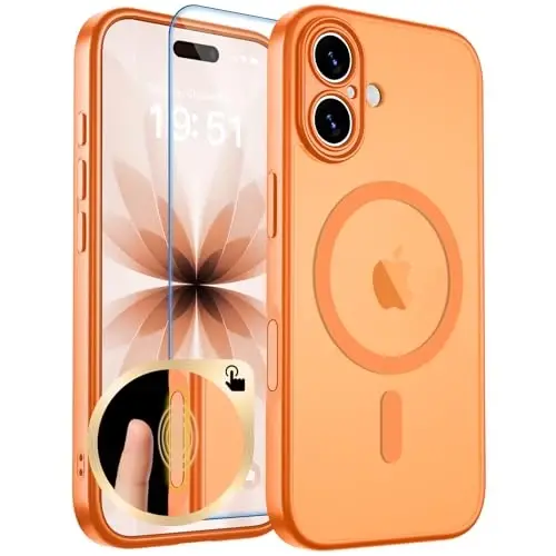 zapica Magnetic for iPhone 17 Case, Starry Orange | Upgraded Camera Control Button, Full Camera Protection, with Screen Protector, Translucent Matte Shockproof Phone Cover 