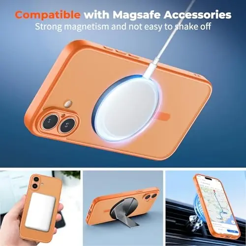 zapica Magnetic for iPhone 17 Case, Starry Orange | Upgraded Camera Control Button, Full Camera Protection, with Screen Protector, Translucent Matte Shockproof Phone Cover - 3