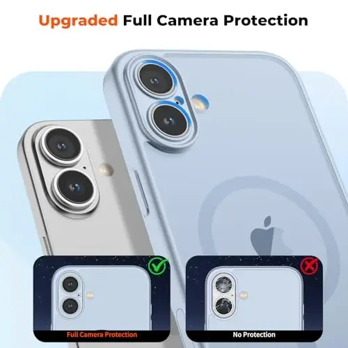 zapica Magnetic for iPhone 17 Case, Upgraded [Camera Control Button] [Full Camera Protection] [with 1 Screen Protector] Translucent Matte Shockproof Protective Phone Cover, Silver Blue - 5