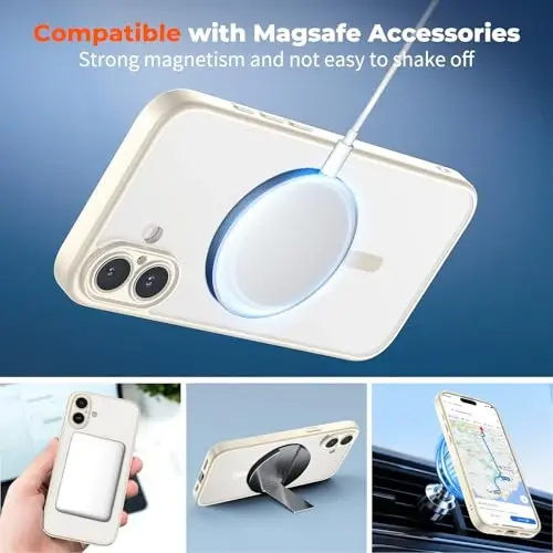 zapica Magnetic for iPhone 17 Case, Creamy White | Upgraded Camera Control Button, Full Camera Protection, with Screen Protector, Translucent Matte Shockproof Phone Cover - 3