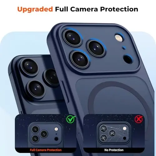 zapica Magnetic for iPhone 17 Pro Case, Deep Blue | Upgraded Camera Control Button, Full Camera Protection, with Screen Protector, Translucent Matte Shockproof Phone Cover - 5