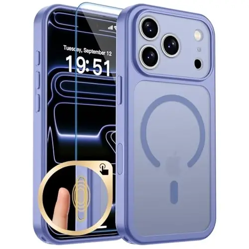 zapica Magnetic for iPhone 17 Pro Case, Mist Blue | Upgraded Camera Control Button, Full Camera Protection, with Screen Protector, Translucent Matte Shockproof Phone Cover 
