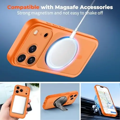 zapica Magnetic for iPhone 17 Pro Case, Starry Orange | Upgraded Camera Control Button, Full Camera Protection, with Screen Protector, Translucent Matte Shockproof Phone Cover - 3
