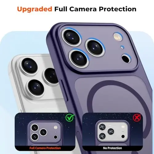 zapica Magnetic for iPhone 17 Pro Case, Deep Purple | Upgraded Camera Control Button, Full Camera Protection, with Screen Protector, Translucent Matte Shockproof Phone Cover - 5