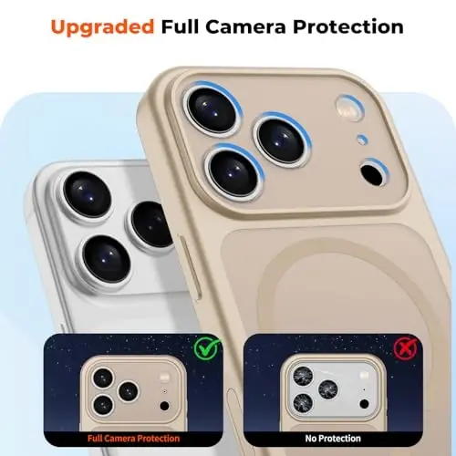 zapica Magnetic for iPhone 17 Pro Case, Sand Gold | Upgraded Camera Control Button, Full Camera Protection, with Screen Protector, Translucent Matte Shockproof Phone Cover - 5