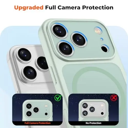 zapica Magnetic for iPhone 17 Pro Case, Upgraded [Camera Control Button] [Full Camera Protection] [with 1 Screen Protector] Translucent Matte Shockproof Protective Phone Cover, Light Green - 5