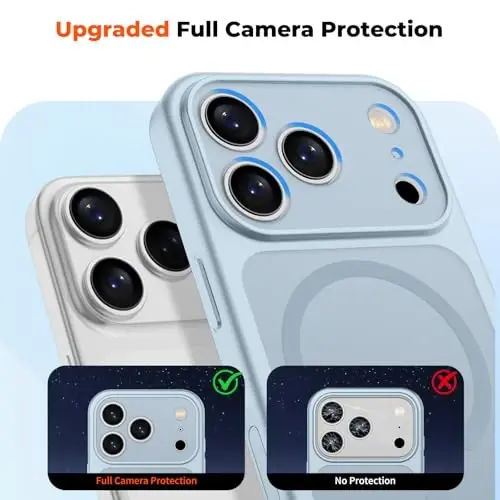 zapica Magnetic for iPhone 17 Pro Case, Silver Blue | Upgraded Camera Control Button, Full Camera Protection, with Screen Protector, Translucent Matte Shockproof Phone Cover - 5