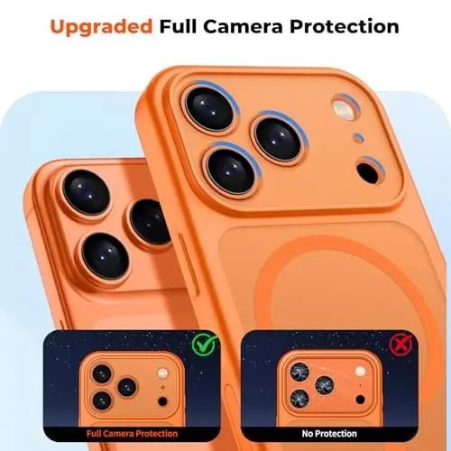 zapica Magnetic for iPhone 17 Pro Max Case, Upgraded [Camera Control Button] [Full Camera Protection] [with 1 Screen Protector] Translucent Matte Shockproof Protective Phone Cover, Starry Orange - 5