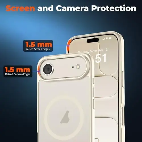 zapica Magnetic for iPhone Air Case, Antique White | with Screen Protector, Compatible with MagSafe, Military Grade Drop Protection, Translucent Matte Anti-Scratch Phone Cover - 5
