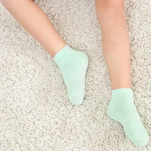 ZAPLES Baby Non Slip Grip Ankle Socks with Anti Skid Grippers Boys Girls Low Cut for Infants Toddlers Kids - 6