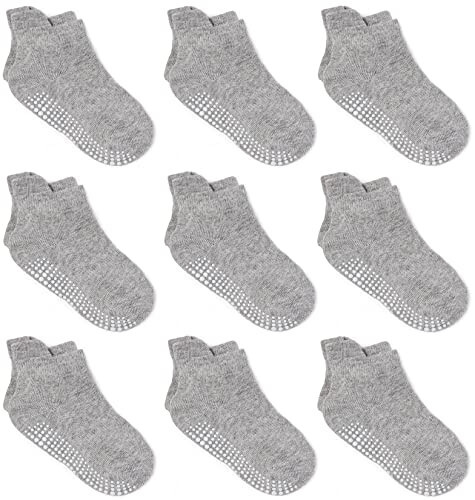 Zaples Baby Non Slip Grip Ankle Socks with Non Skid Soles for Infants Toddlers Kids Boys Girls - 31