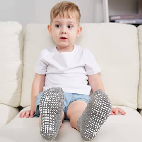 Zaples Baby Non Slip Grip Ankle Socks with Non Skid Soles for Infants Toddlers Kids Boys Girls - 34