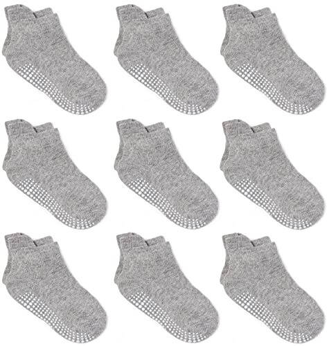 Zaples Baby Non Slip Grip Ankle Socks with Non Skid Soles for Infants Toddlers Kids Boys Girls - 25