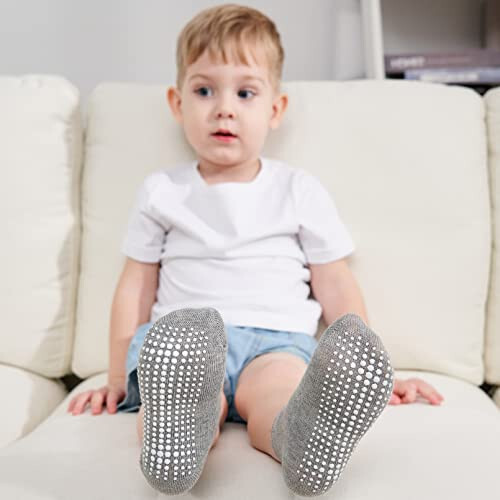 Zaples Baby Non Slip Grip Ankle Socks with Non Skid Soles for Infants Toddlers Kids Boys Girls - 28