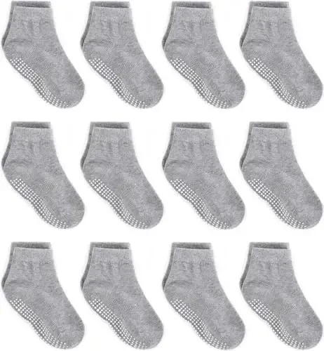 Zaples Baby Non Slip Grip Ankle Socks with Non Skid Soles for Infants Toddlers Kids Boys Girls - 1