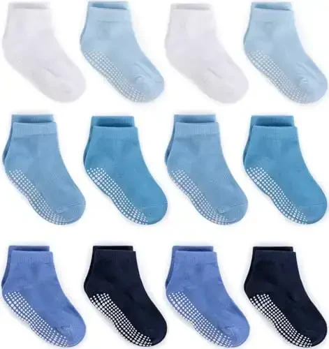 Zaples Baby Non Slip Grip Ankle Socks with Non Skid Soles for Infants Toddlers Kids Boys Girls - MODAZONE
