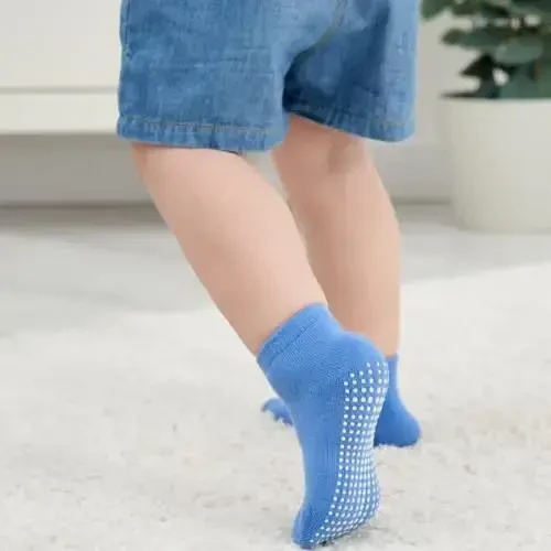 Zaples Baby Non Slip Grip Ankle Socks with Non Skid Soles for Infants Toddlers Kids Boys Girls - 4
