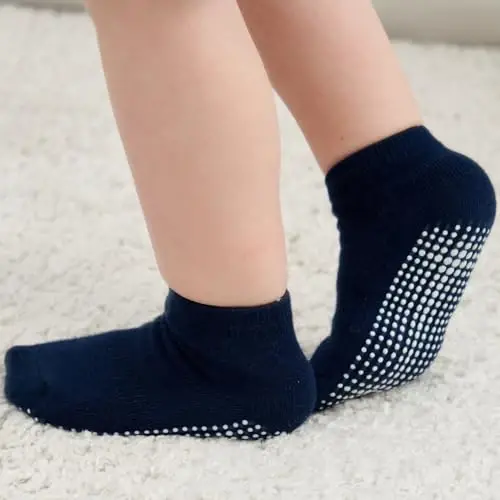 Zaples Baby Non Slip Grip Ankle Socks with Non Skid Soles for Infants Toddlers Kids Boys Girls - 13