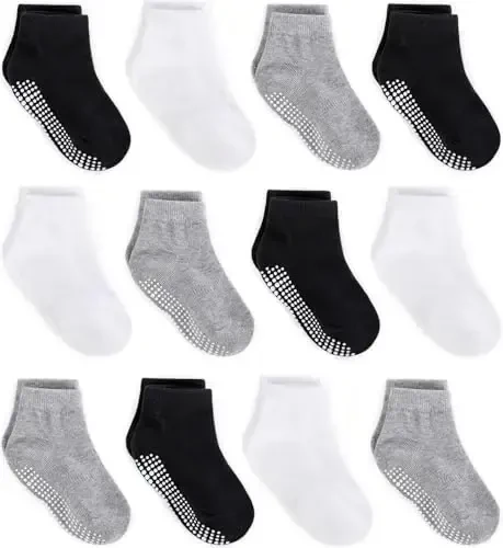 Zaples Baby Non Slip Grip Ankle Socks with Non Skid Soles for Infants Toddlers Kids Boys Girls - 1