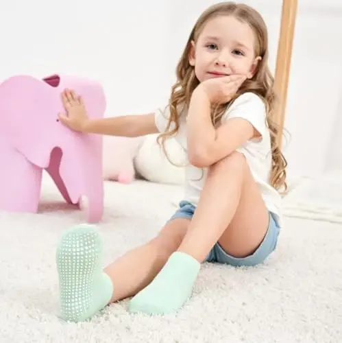 Zaples Baby Non Slip Grip Ankle Socks with Non Skid Soles for Infants Toddlers Kids Boys Girls - 9