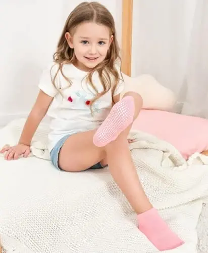 Zaples Baby Non Slip Grip Ankle Socks with Non Skid Soles for Infants Toddlers Kids Boys Girls - 14