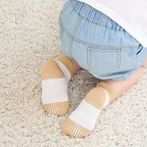 Zaples Baby Non Slip Grip Ankle Socks with Non Skid Soles for Infants Toddlers Kids Boys Girls - 4
