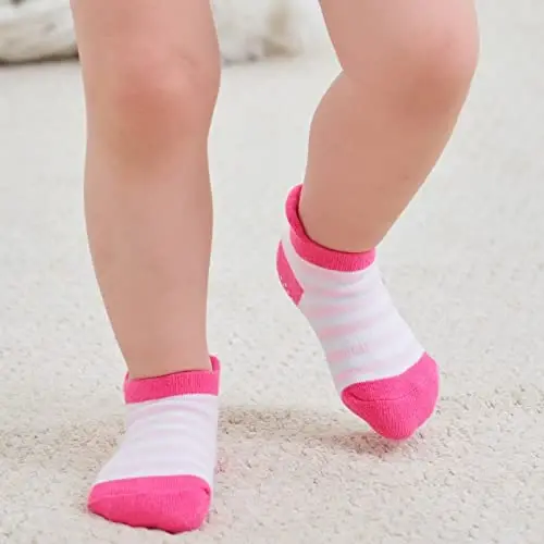 Zaples Baby Non Slip Grip Ankle Socks with Non Skid Soles for Infants Toddlers Kids Boys Girls - 11