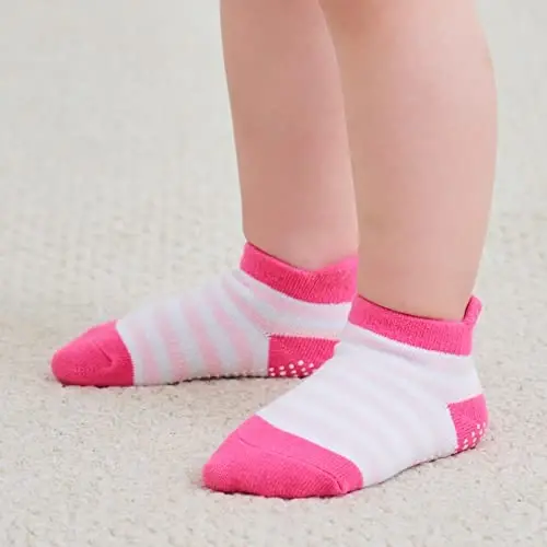 Zaples Baby Non Slip Grip Ankle Socks with Non Skid Soles for Infants Toddlers Kids Boys Girls - 6