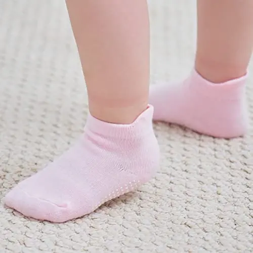 Zaples Baby Non Slip Grip Ankle Socks with Non Skid Soles for Infants Toddlers Kids Boys Girls - 9