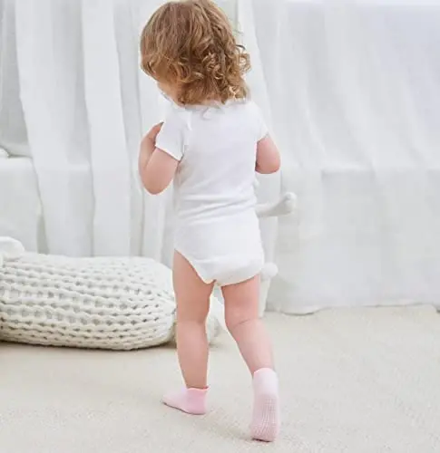 Zaples Baby Non Slip Grip Ankle Socks with Non Skid Soles for Infants Toddlers Kids Boys Girls - 10