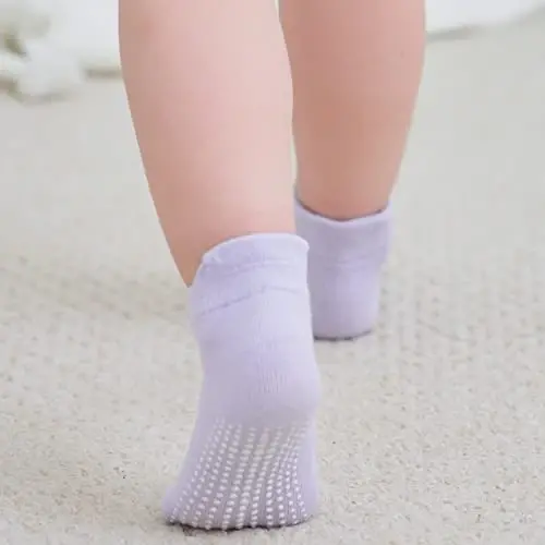 Zaples Baby Non Slip Grip Ankle Socks with Non Skid Soles for Infants Toddlers Kids Boys Girls - 12