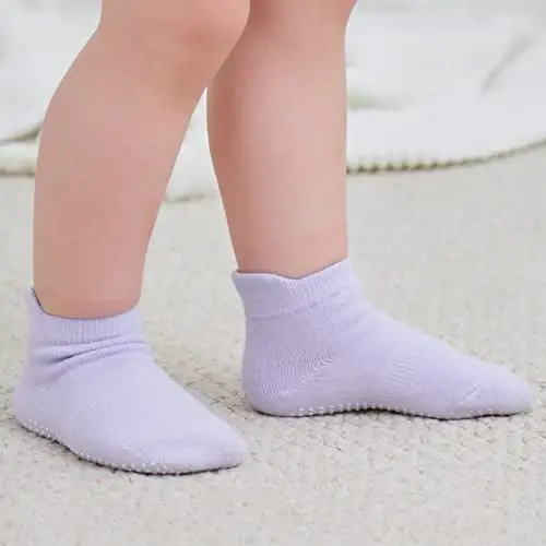 Zaples Baby Non Slip Grip Ankle Socks with Non Skid Soles for Infants Toddlers Kids Boys Girls - 5