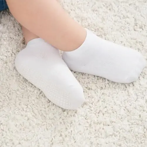 Zaples Baby Non Slip Grip Ankle Socks with Non Skid Soles for Infants Toddlers Kids Boys Girls - 12