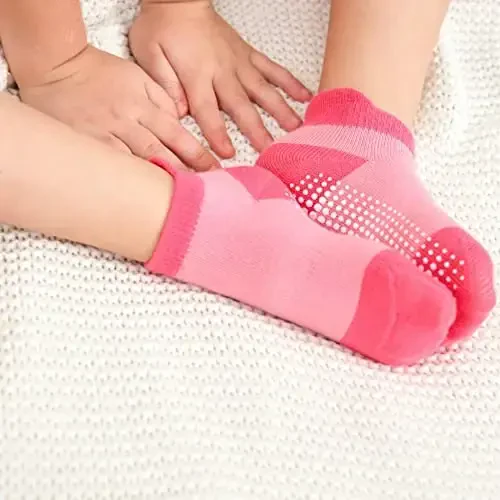 Zaples Baby Non Slip Grip Ankle Socks with Non Skid Soles for Infants Toddlers Kids Boys Girls - 4