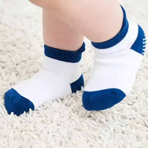 Zaples Baby Non Slip Grip Ankle Socks with Non Skid Soles for Infants Toddlers Kids Boys Girls - 5