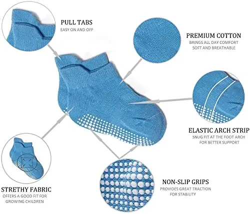 Zaples Baby Non Slip Grip Ankle Socks with Non Skid Soles for Infants Toddlers Kids Boys Girls - 8