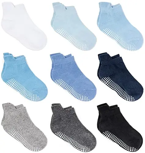 Zaples Baby Non Slip Grip Ankle Socks with Non Skid Soles for Infants Toddlers Kids Boys Girls 