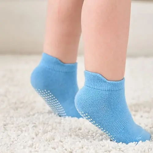 Zaples Baby Non Slip Grip Ankle Socks with Non Skid Soles for Infants Toddlers Kids Boys Girls - 4