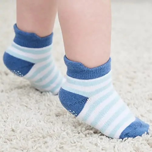 Zaples Baby Non Slip Grip Ankle Socks with Non Skid Soles for Infants Toddlers Kids Boys Girls - 3
