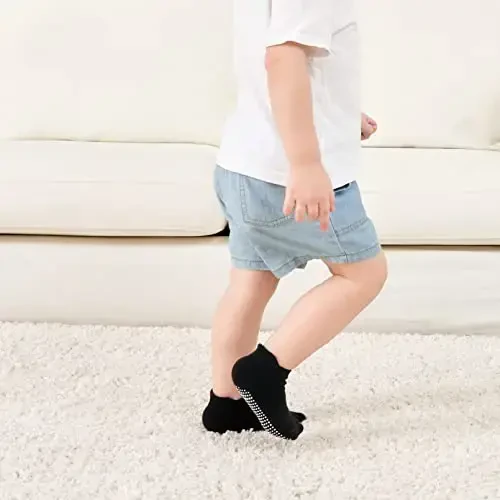 Zaples Baby Non Slip Grip Ankle Socks with Non Skid Soles for Infants Toddlers Kids Boys Girls - 5