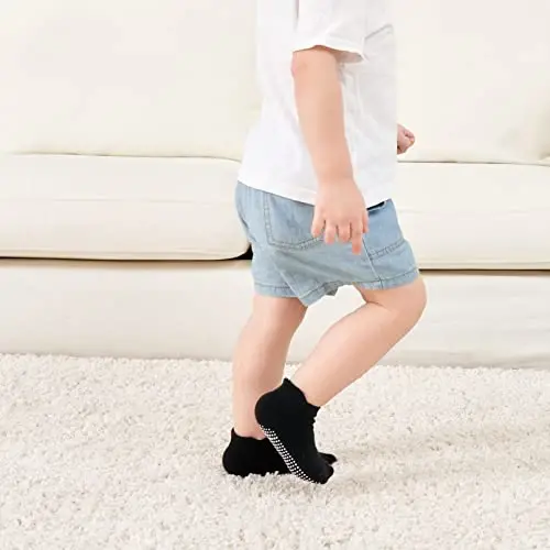 Zaples Baby Non Slip Grip Ankle Socks with Non Skid Soles for Infants Toddlers Kids Boys Girls - 11