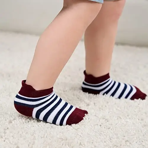 Zaples Baby Non Slip Grip Ankle Socks with Non Skid Soles for Infants Toddlers Kids Boys Girls - 9