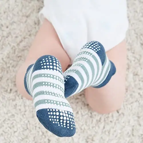 Zaples Baby Non Slip Grip Ankle Socks with Non Skid Soles for Infants Toddlers Kids Boys Girls - 11