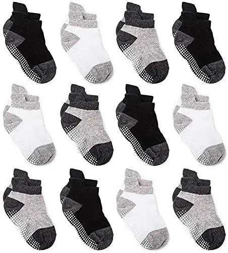 Zaples Baby Non Slip Grip Ankle Socks with Non Skid Soles for Infants Toddlers Kids Boys Girls - 1