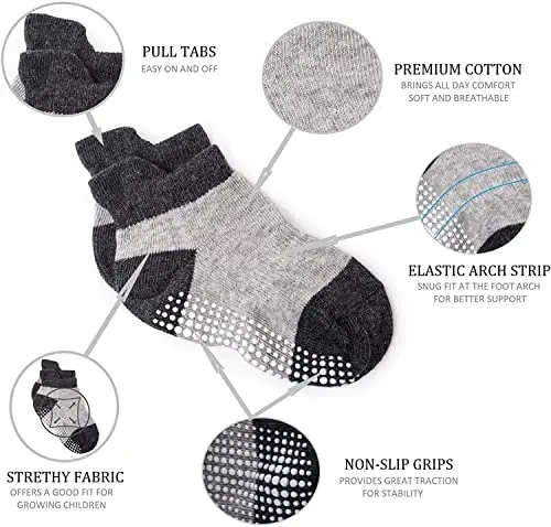 Zaples Baby Non Slip Grip Ankle Socks with Non Skid Soles for Infants Toddlers Kids Boys Girls - 4