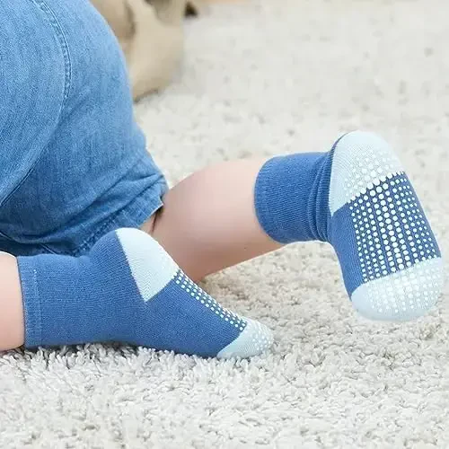 ZAPLES Baby Non Slip Grip Crew Paypoqlar, Chaqaloqlar uchun Skidga qarshi taglikli bolalar bolalar bolalar qizlar - 7