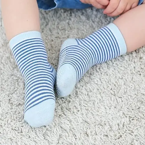 ZAPLES Baby Non Slip Grip Crew Paypoqlar, Chaqaloqlar uchun Skidga qarshi taglikli bolalar bolalar bolalar qizlar - 3