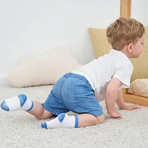 ZAPLES Baby Non Slip Grip Crew Paypoqlar chaqaloqlar uchun skidka qarshi tagliklari bilan bolalar qizlar - 4