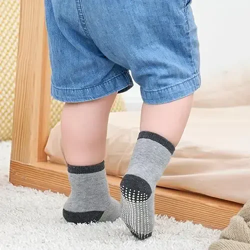 ZAPLES Baby Non Slip Grip Crew Paypoqlar chaqaloqlar uchun skidka qarshi tagliklari bilan bolalar qizlar - 5
