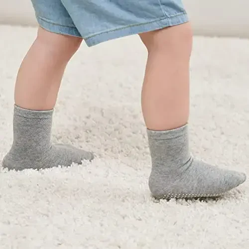 ZAPLES Baby Non Slip Grip Crew Socks with Anti Skid Soles for Infants Toddlers Kids Boys Girls - 4